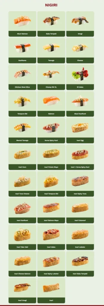 Empire Sushi Nigiri Menu
