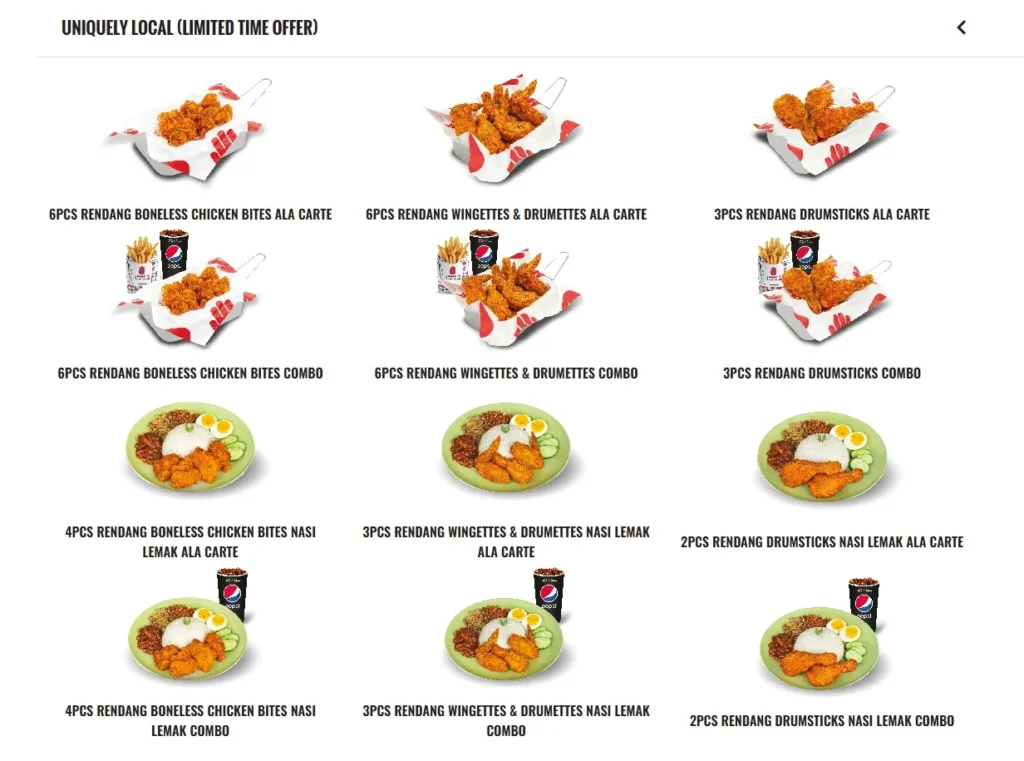 4 Fingers Uniquely Local Menu