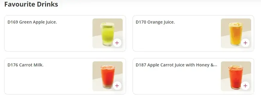 Tea Garden Favourite Drinks Menu