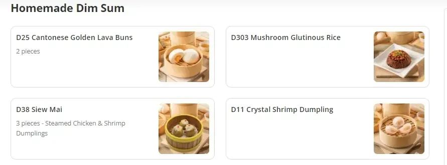 Tea Garden Homemade Dim Sum Menu