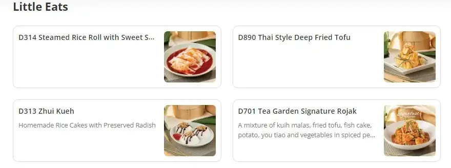 Tea Garden Little Eats Menu