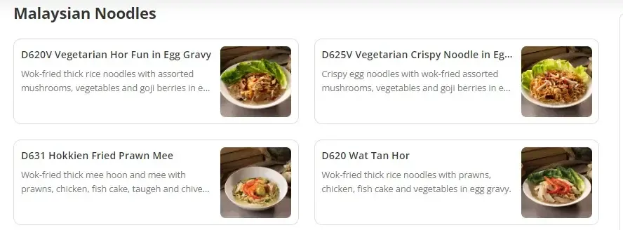 Tea Garden Malaysian Noodles Menu