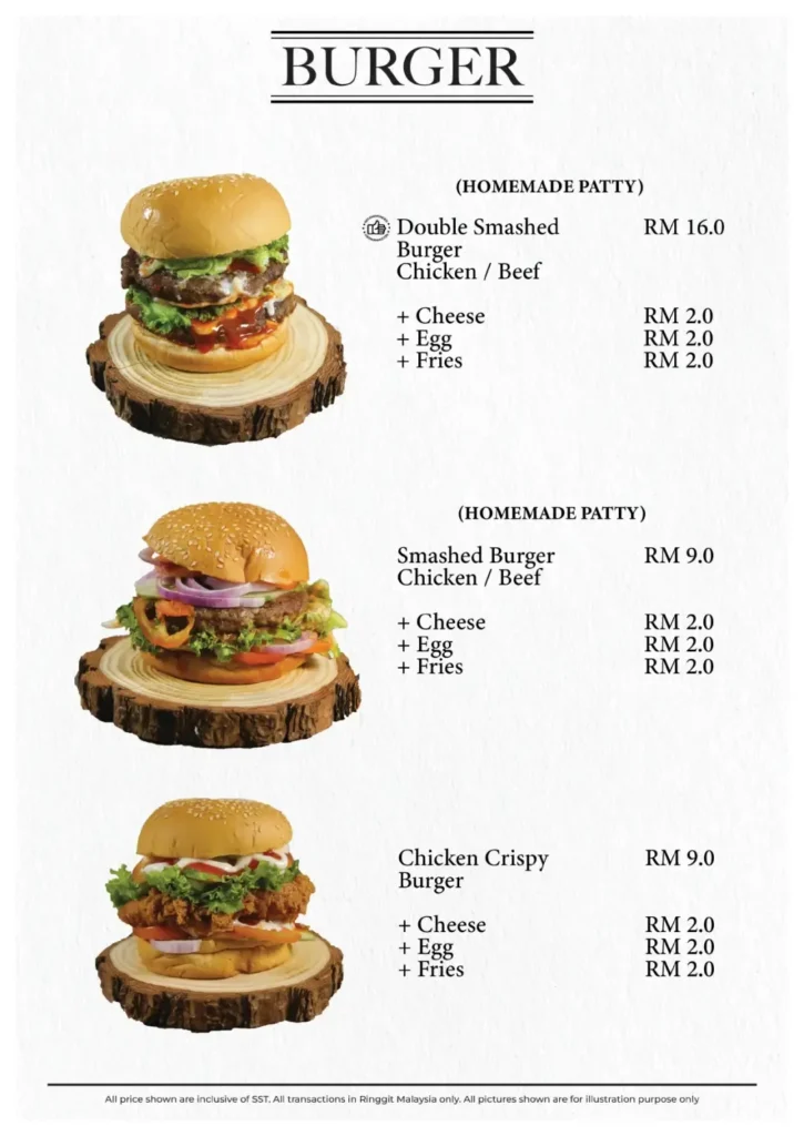 Murni Discovery Burgers Menu