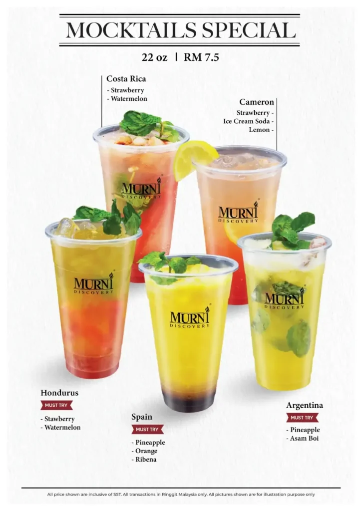 Murni Discovery Mocktails Menu