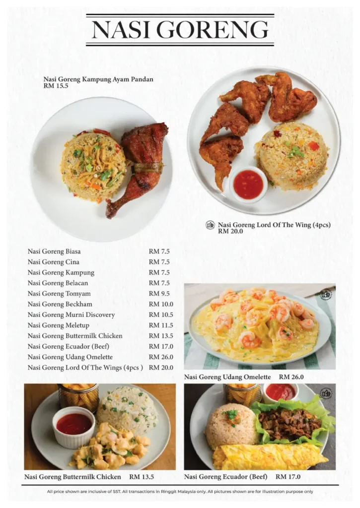 Murni Discovery Nasi Goreng Menu