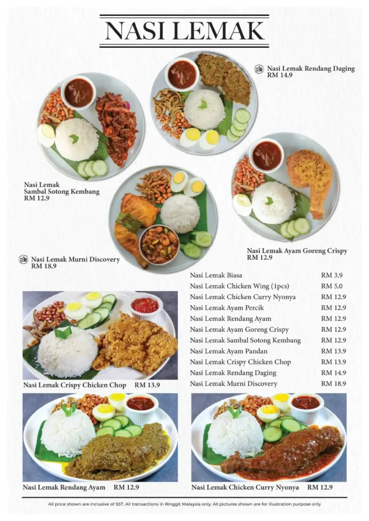 Murni Discovery Nasi Lemak Menu