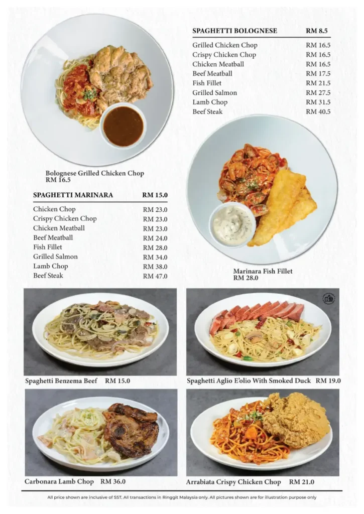 Murni Discovery Spaghetti Menu
