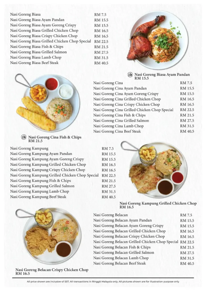 Murni Discovery Nasi Goreng Menu