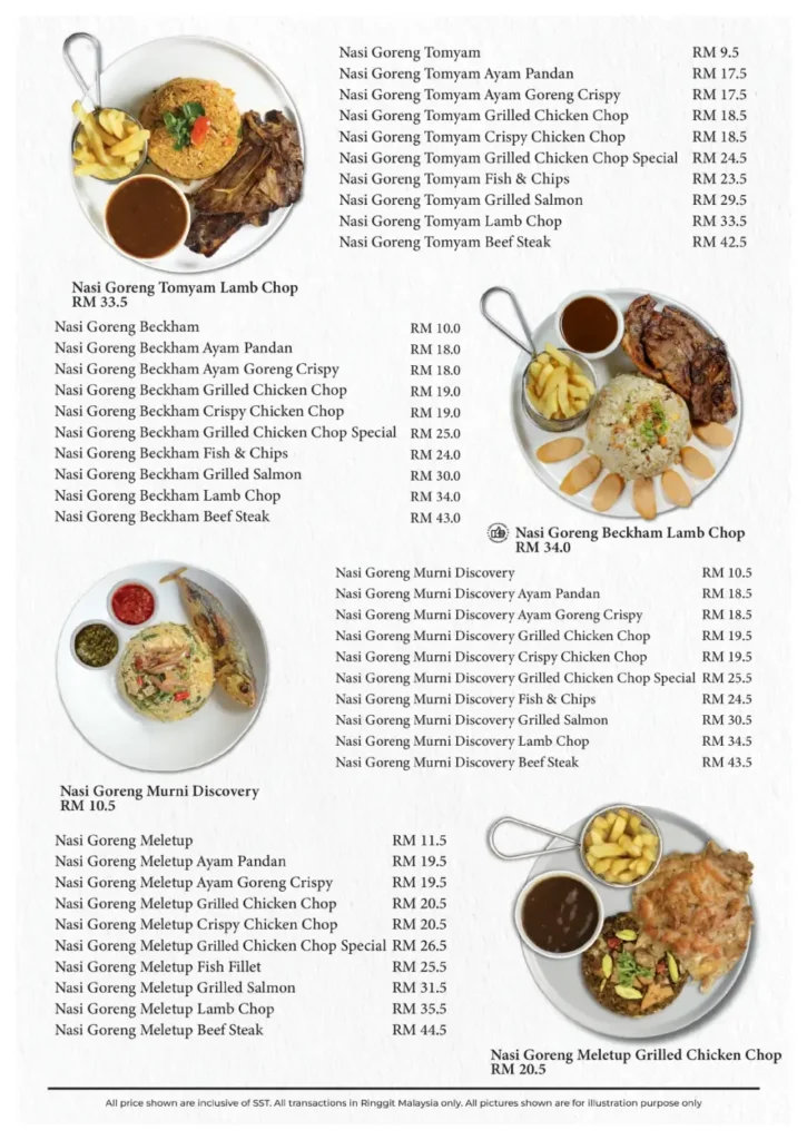 Murni Discovery Nasi Goreng Menu