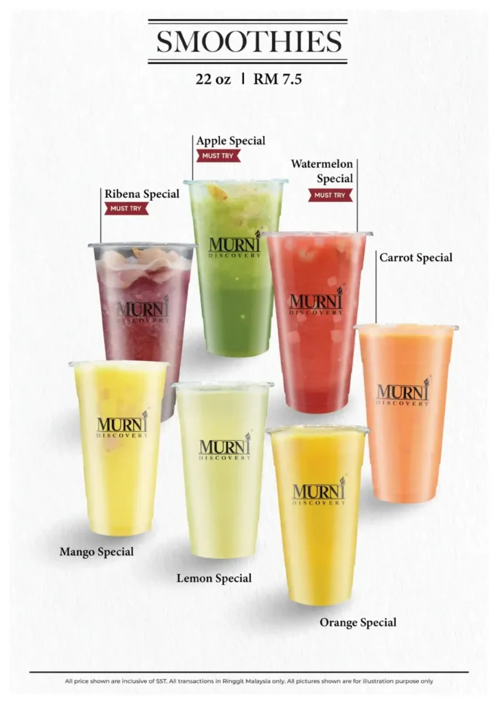 Murni Discovery Smoothies Menu