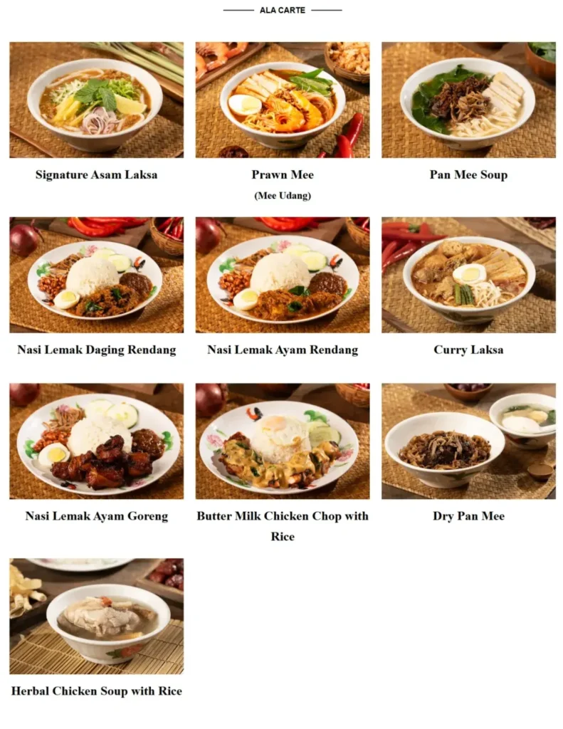 Ah Cheng Laksa Ala-Carte Menu