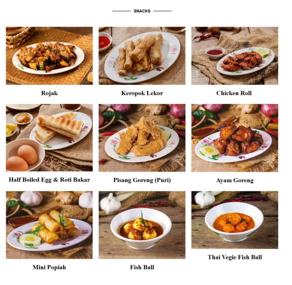 Ah Cheng Laksa Snacks Menu