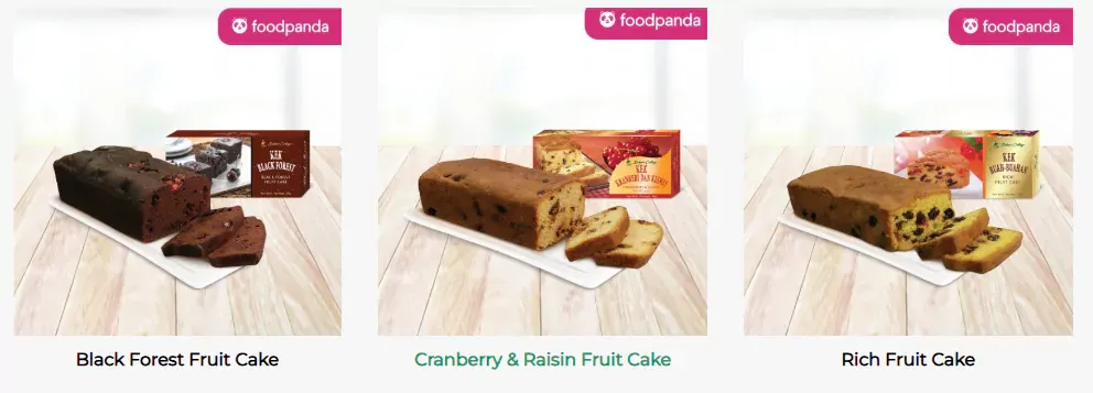 Baker’s Cottage Fruit Cakes Menu