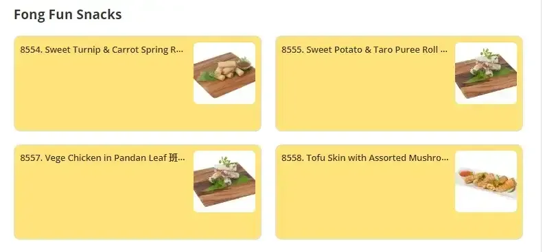 Kim Gary Snacks Menu